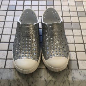 Native girls shoes size 12 silver glitter